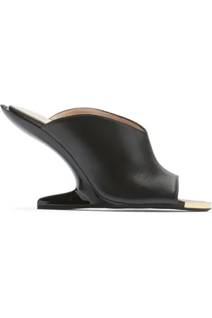 Nº21 Logo-plaque 100mm leather mules