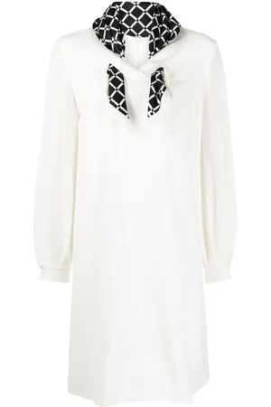 Paule Ka Attached-scarf crepe midi dress