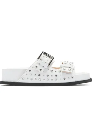 Nº21 Crystal-embellished double-strap slides