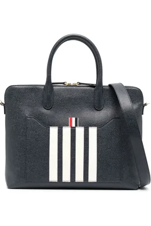 Thom Browne 4-Bar stripe pebbled-leather briefcase