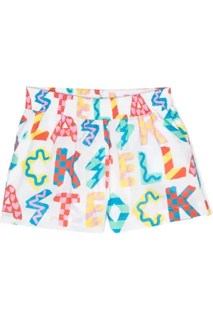 Stella McCartney Logo-letters print elasticated-waistband shorts
