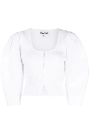 Ganni Organic cotton-poplin blouse