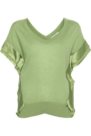 Dorothee Schumacher Glossy-appliqu?? short-sleeved knitted top
