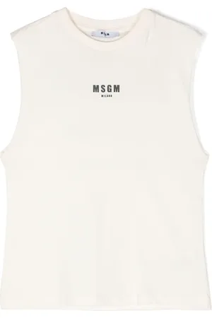 Msgm Rubberised-logo cotton tank top