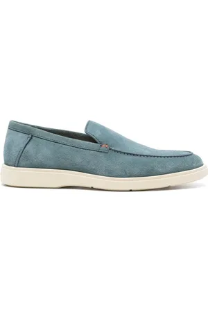 santoni Almond-toe suede loafers
