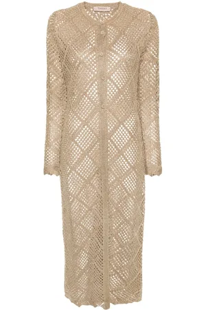 Twin-Set Diamond-pattern open-knit cardigan