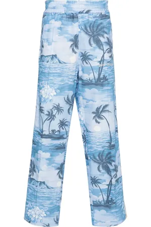 Palm Angels Island-print straight-leg trousers