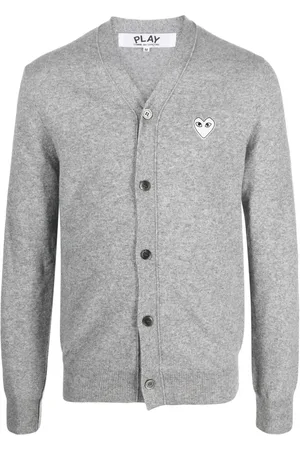 Comme des Garçons Heart-patch m??lange-effect wool cardigan