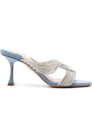 Aquazzura Gatsby 75mm denim mules