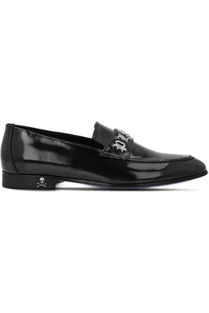 Philipp Plein Gothic logo-plaque leather moccasins