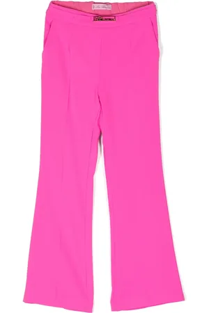 MISS BLUMARINE High-rise logo-plaque straight-leg trousers