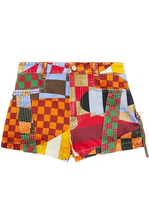 Puccini Giardino-print panelled cotton shorts