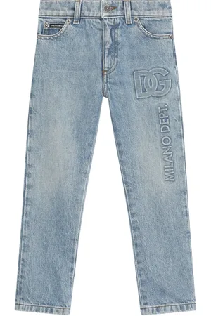 Dolce & Gabbana Logo-embossed mid-rise tapered jeans