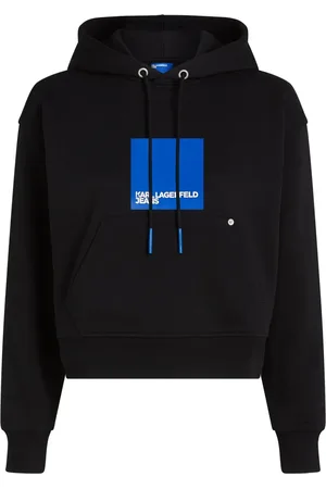 Karl Lagerfeld Box-logo organic-cotton hoodie
