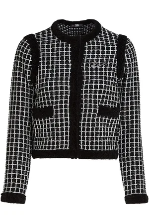 Karl Lagerfeld Logo-plaque bouclé cardigan