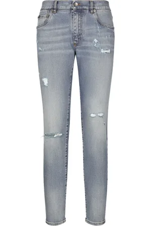 Dolce & Gabbana Slim-cut logo-patch jeans