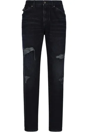 Dolce & Gabbana Logo-appliqu?? ripped-detail straight-leg jeans