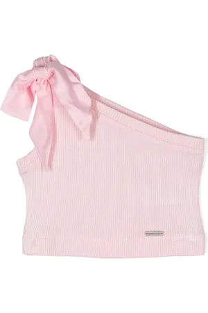 MONNALISA Bow-detailed one-shoulder top