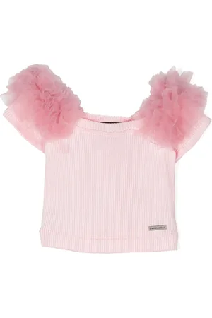 MONNALISA Ruffled fine-ribbed top