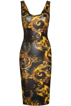 VERSACE Watercolour Couture-print midi dress