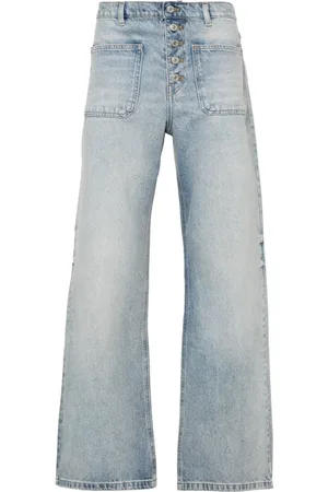 Courrèges Embroidered-logo straight-leg jeans