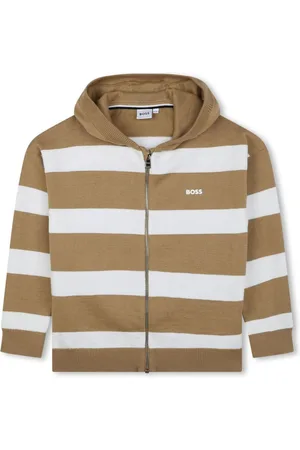 HUGO BOSS Logo-embroidered striped cardigan