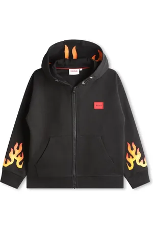 HUGO BOSS Flame-print zip-up hoodie