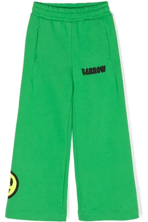 Barrow kids logo-print cotton track shorts - Green