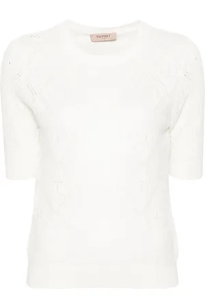 Twin-Set Logo-plaque open-knit top
