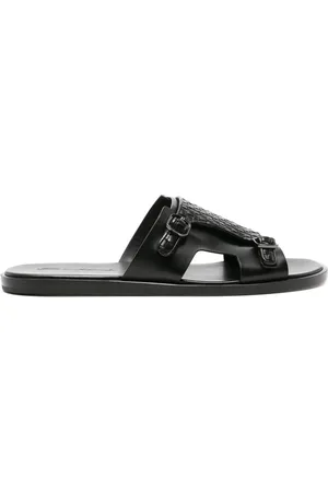 santoni Duo leather slides