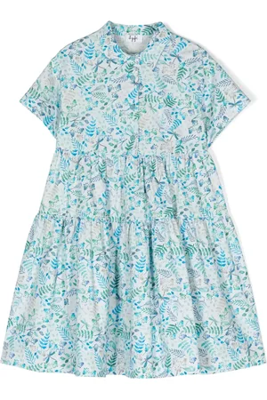 Il gufo Floral-print tiered shirt dress