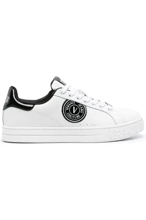 VERSACE Court 88 logo-patch leather sneakers