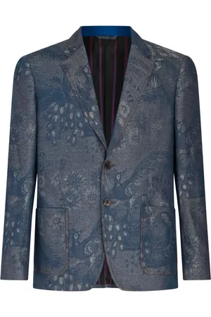Etro Patterned-jacquard denim blazer