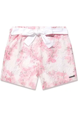 Guess Floral-lace belted shorts
