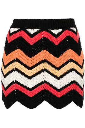 Alanui Kaleidoscopic chevron-knit miniskirt