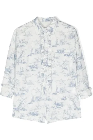 PHILOSOPHY DI LORENZO SERAFINI Graphic-print ruffled cotton jumpsuit