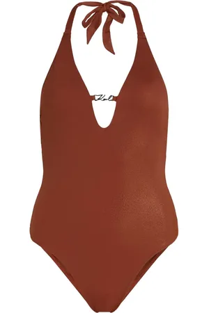 Karl Lagerfeld Signature glitter-embellished swimsuit