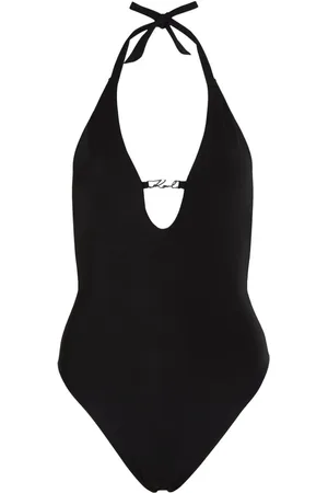 Karl Lagerfeld Signature glitter-embellished swimsuit