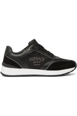 VERSACE Logo-embroidered panelled sneakers