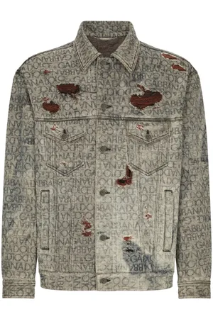 Dolce & Gabbana Logo-print distressed denim jacket