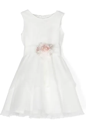 Mimilù Floral-brooch flared dress
