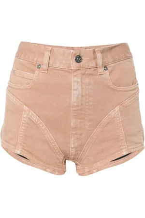Mugler contrast-panels denim shorts - Pink
