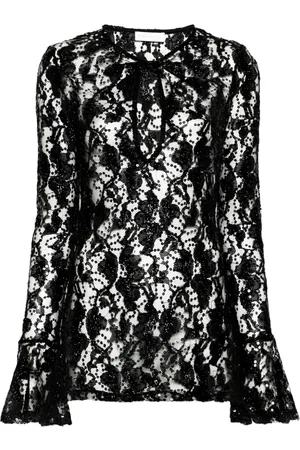 Nina Ricci Sequinned sheer-lace top