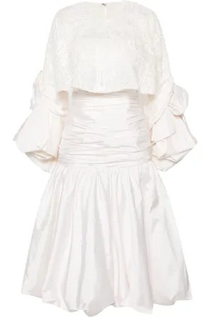 Gaby Charbachy Floral-appliqué ruched gown