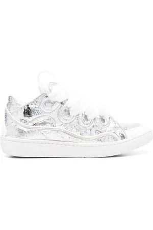 Lanvin Crinkle-effect Curb leather sneakers