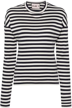 Plan C Striped draped cotton top