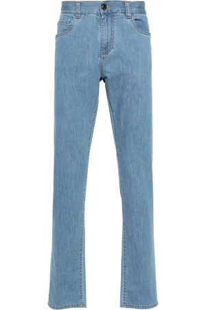 CANALI Logo-patch slim-fit jeans