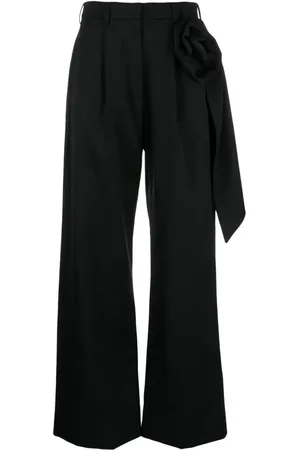 Simone Rocha Rose-appliqué wool trousers