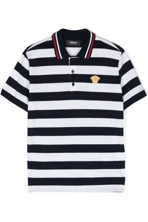 VERSACE Striped cotton polo shirt