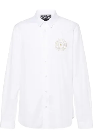 VERSACE Logo-appliqué poplin shirt